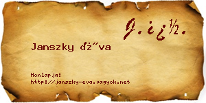 Janszky Éva névjegykártya