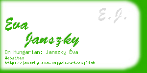 eva janszky business card